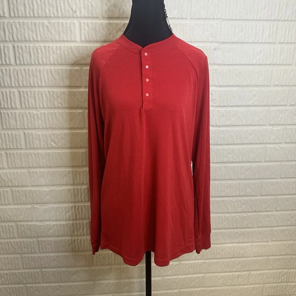 Patagonia Capilene Henley Shirt Mens Large Red Long Sleeve Vintage Made in USA